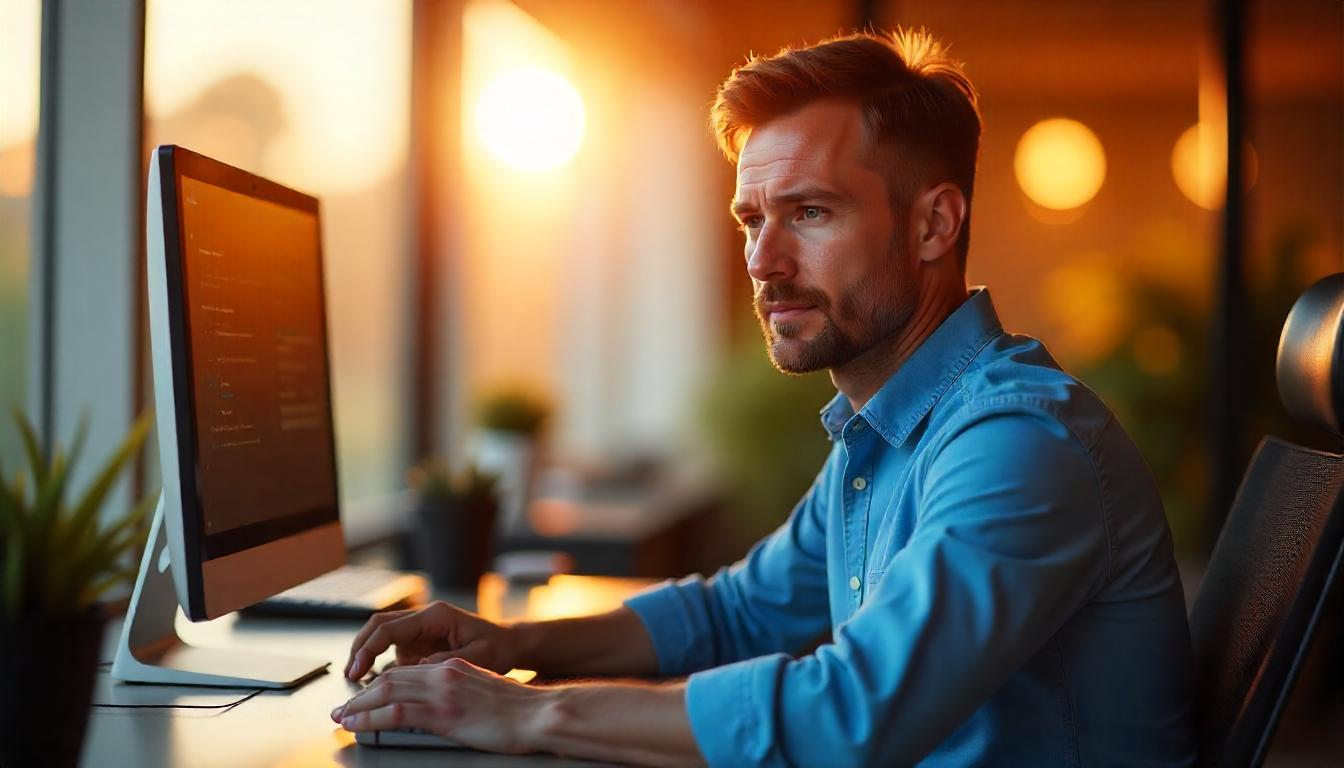 A prompt engineer testing AI responses on a computer.